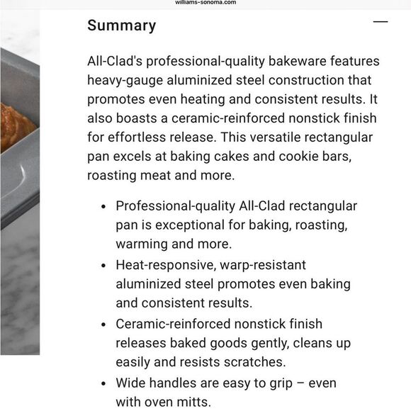 All-Clad Pro-Release Bakeware Rectangular Cake Pan - Picture 3 of 7